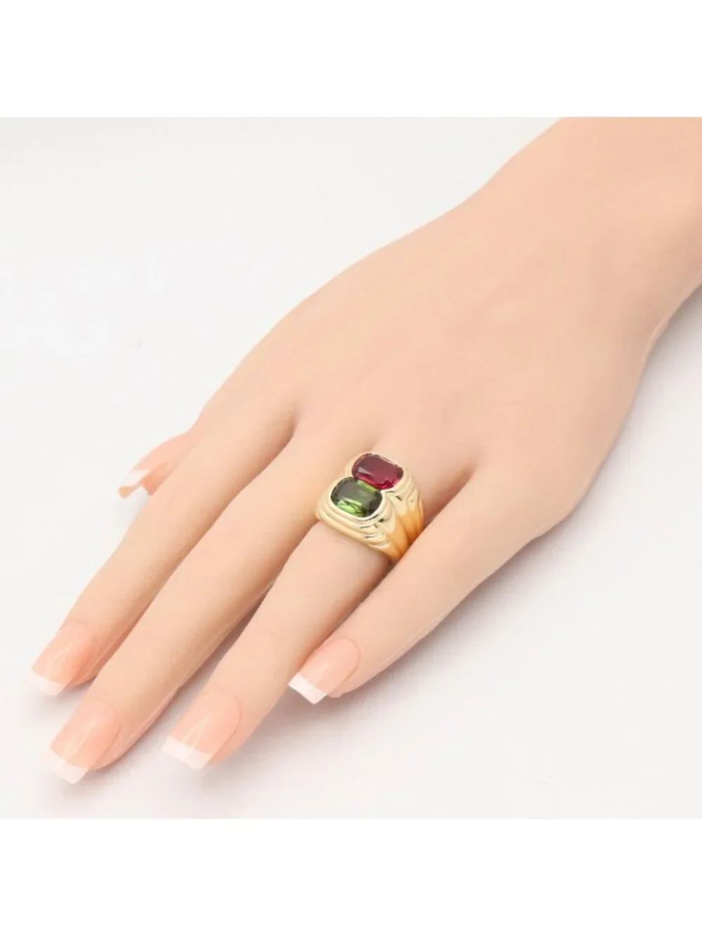 Bvlgari Ring Doppio Bachelato Peridot Pink Tourmaline 18k